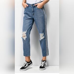 New Empyre Eileen mom jeans Checkered sz. 7 or 28 from Zumiez